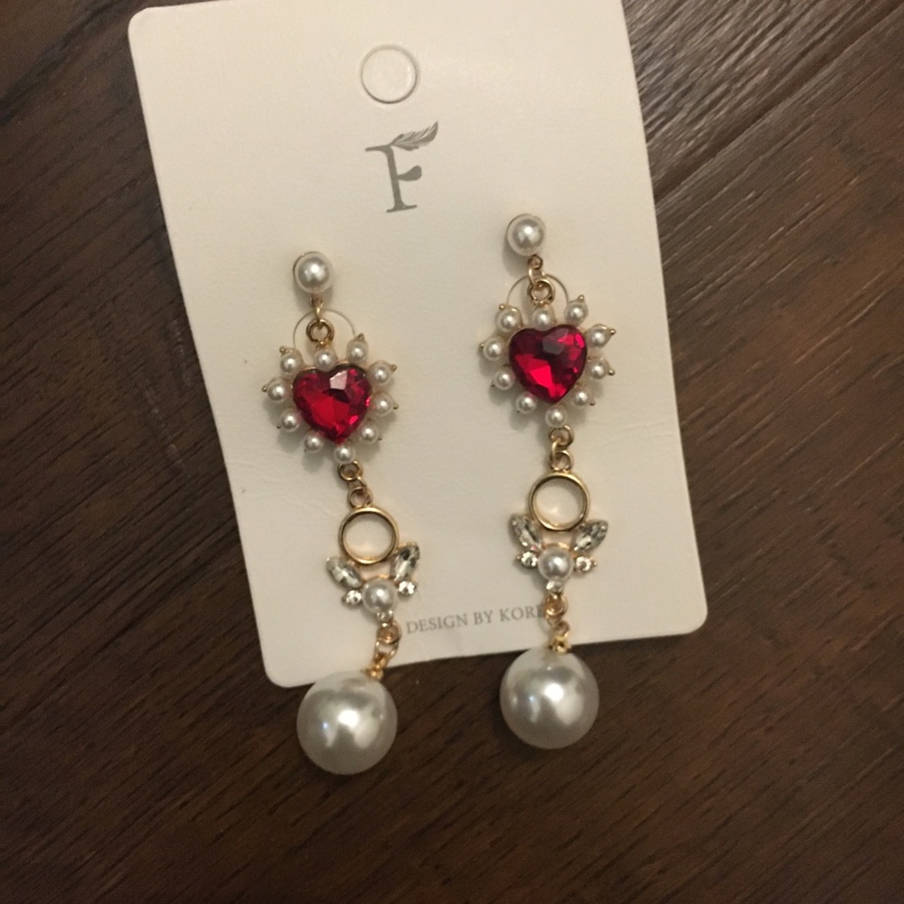 ❤️ Kpop style red heart earrings
